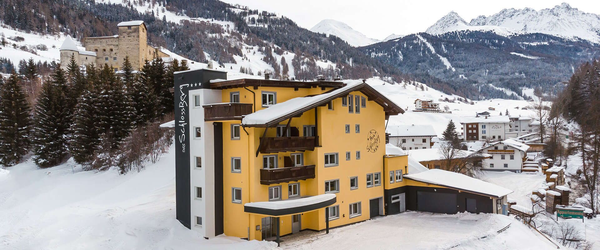 Hotel Das Schlossberg Nauders in the Tyrolean Oberland in winter