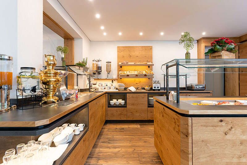 Breakfast room in the Hotel Schlossberg in Nauders, Tyrol